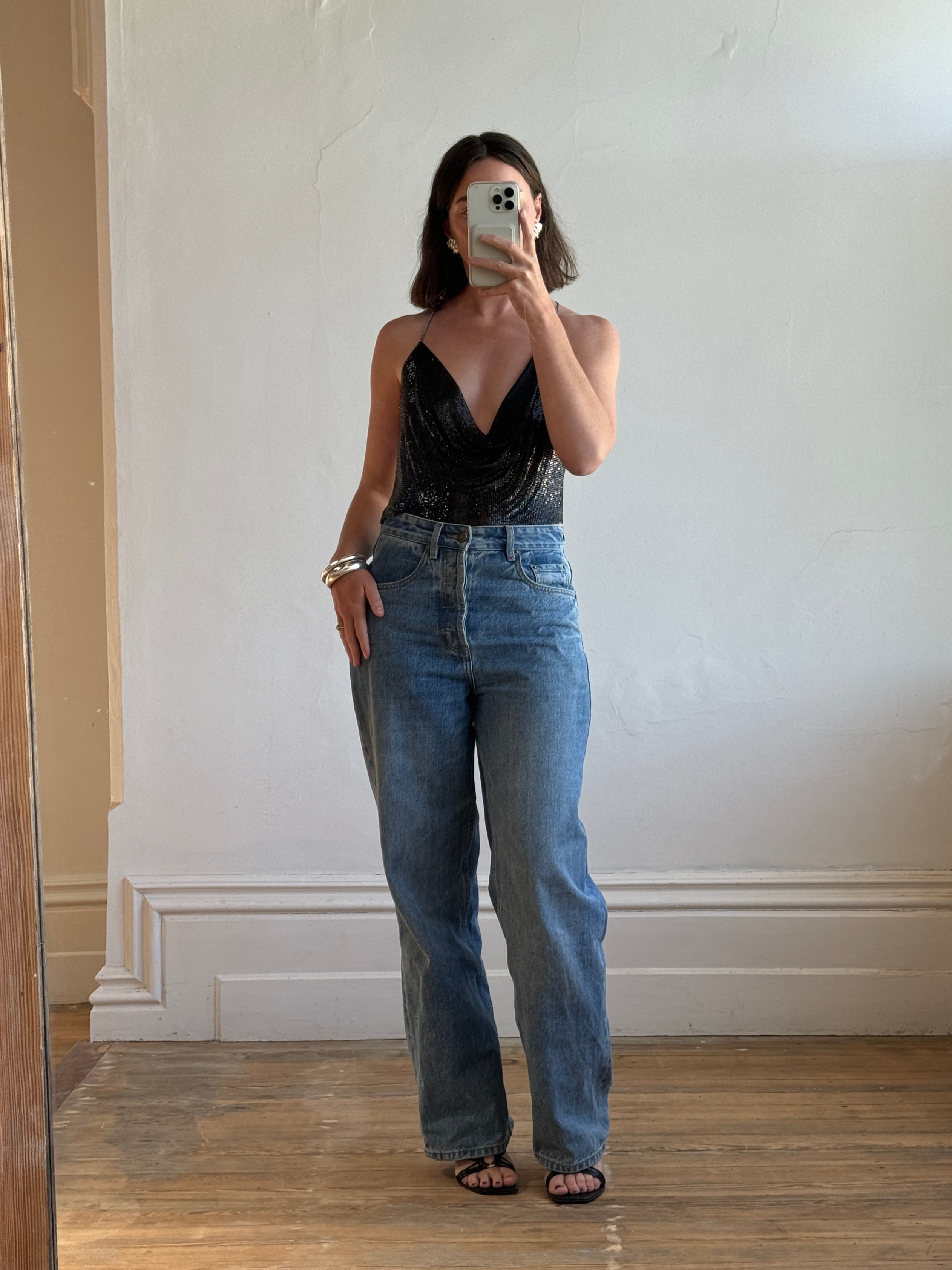 Vintage Glo Mesh Top Dark Grey