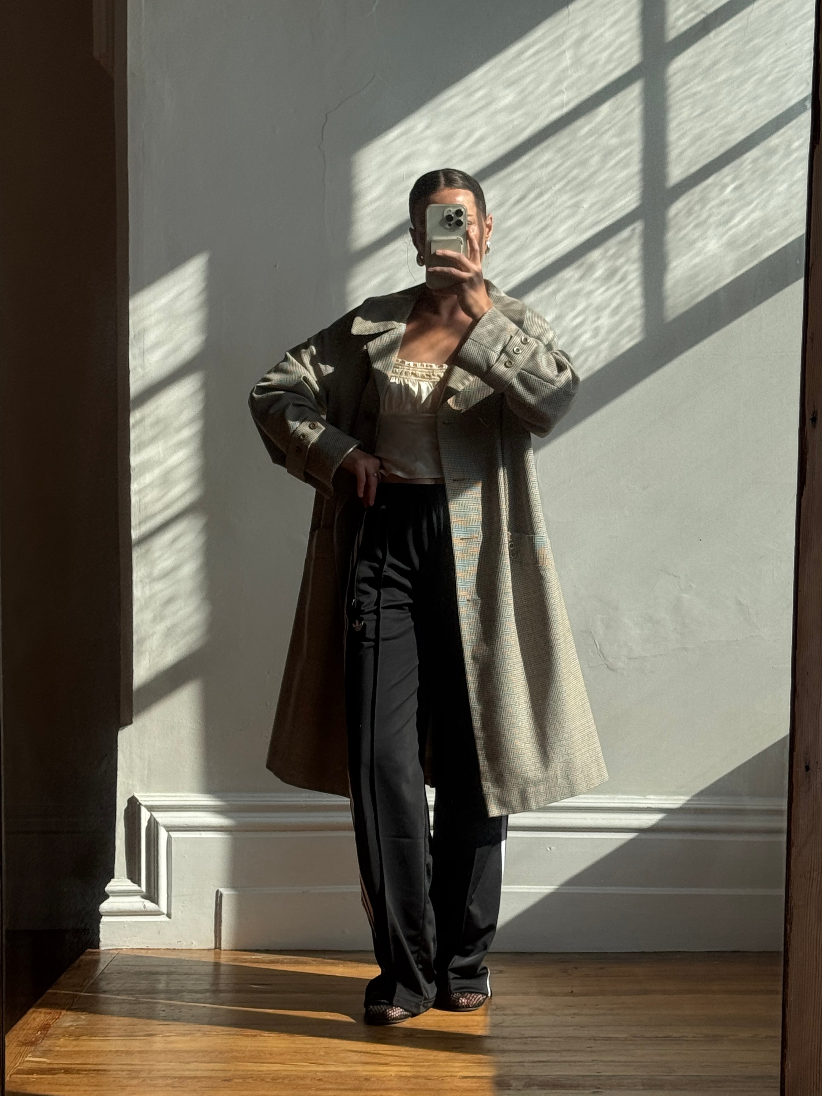 Vintage 60s Australian Made Herringbone Trench Latte