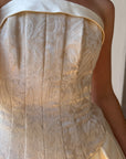 Vintage 90s Princess Brocade Champagne Wedding Gown