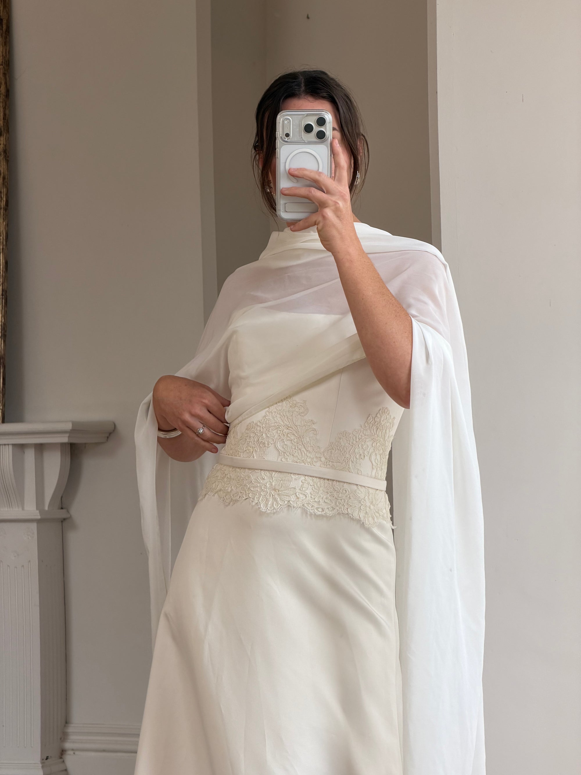 Vintage Y2K Satin Minimalist Strapless Wedding Gown (extra long)