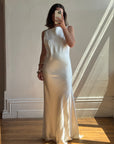 Vintage 90s Satin High Front Slip Wedding Gown