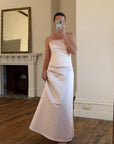 Vintage 90s Baby Pink Satin Pleated Bustier and Skirt Set