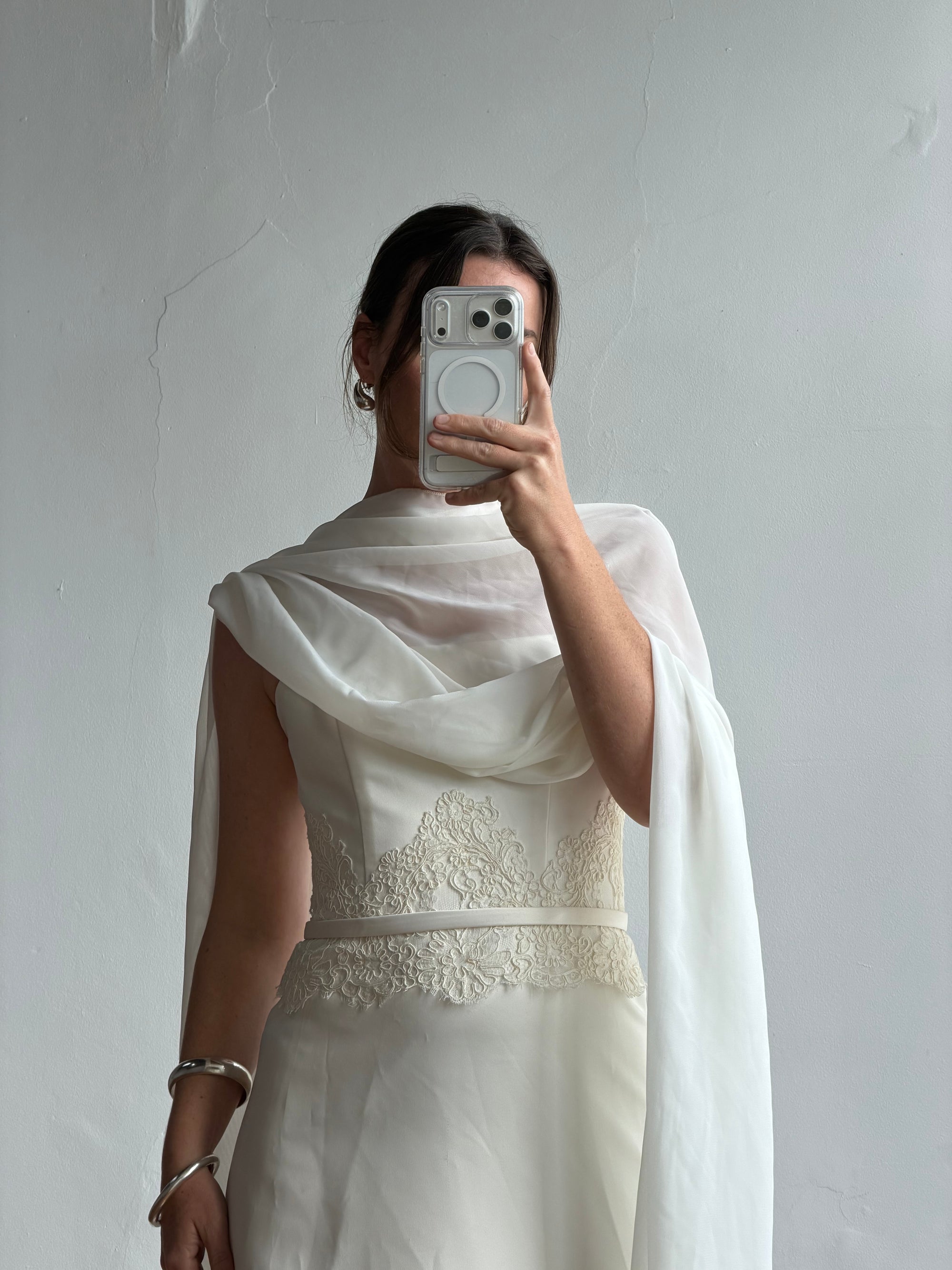 Vintage Y2K Satin Minimalist Strapless Wedding Gown (extra long)