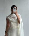 Vintage Y2K Satin Minimalist Strapless Wedding Gown (extra long)