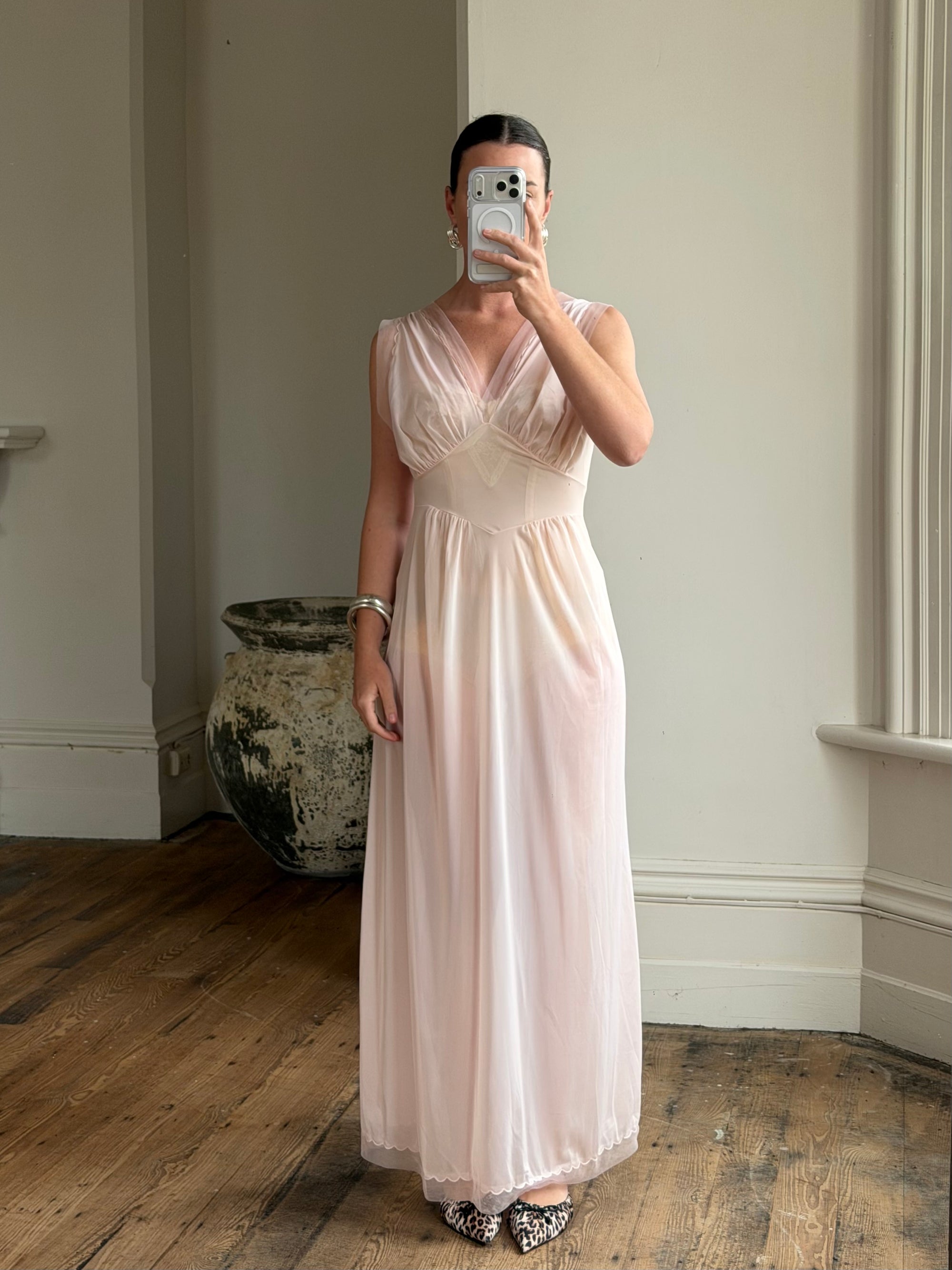 Vintage 60s Sheer Scalloped Slip Nightie