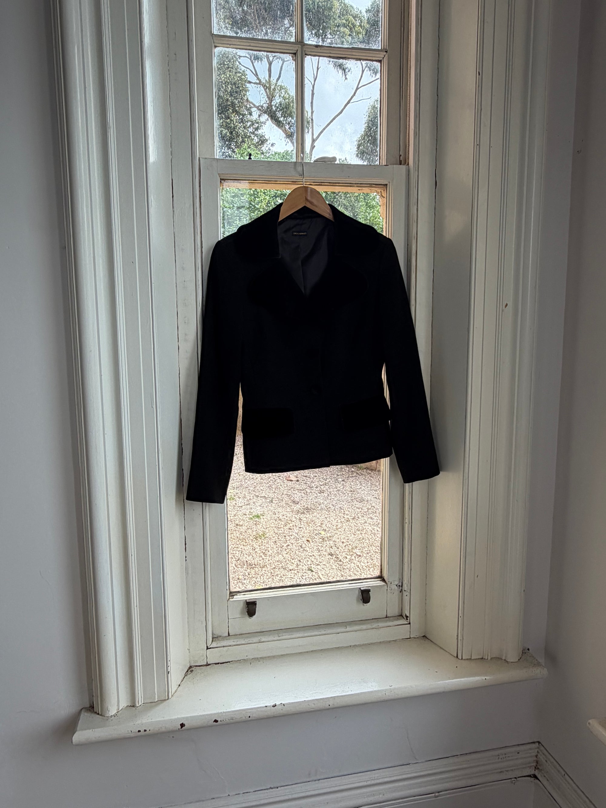 Vintage 90s Velvet Cloverleaf Blazer Noir