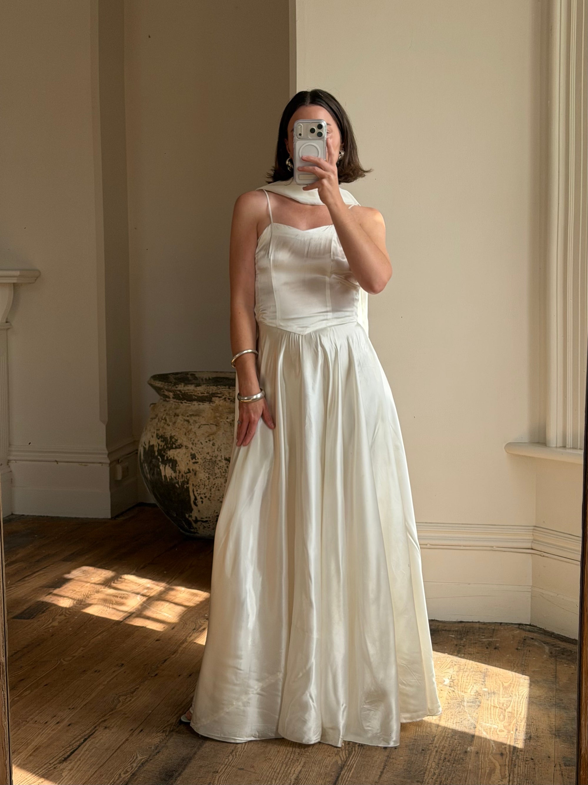 liquid satin wedding dress Vintage 40s Liquid Satin Slip Wedding Dress – Call Me The Breeze