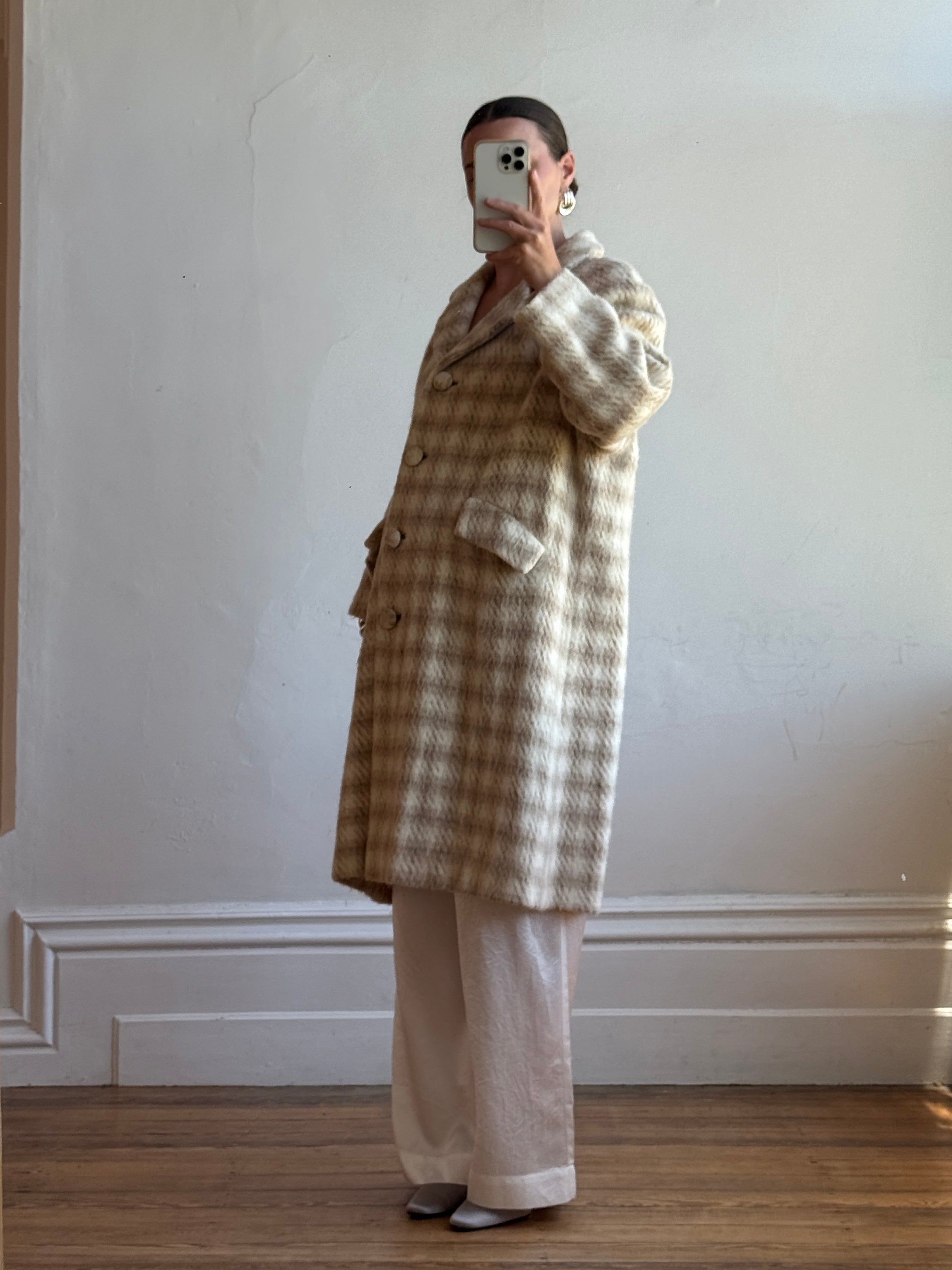 Vintage 60s Wool and Mohair Creme Check Coat – Call Me The Breeze