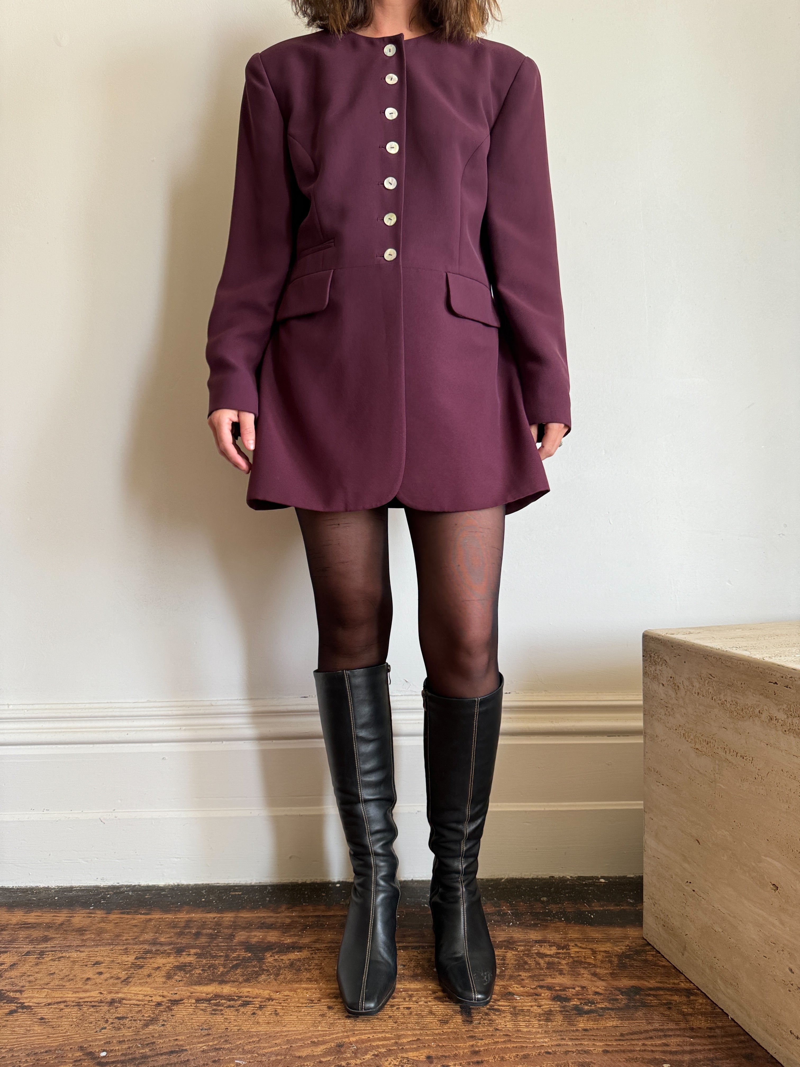 Vintage 90s Plum Button Up Blazer Dress