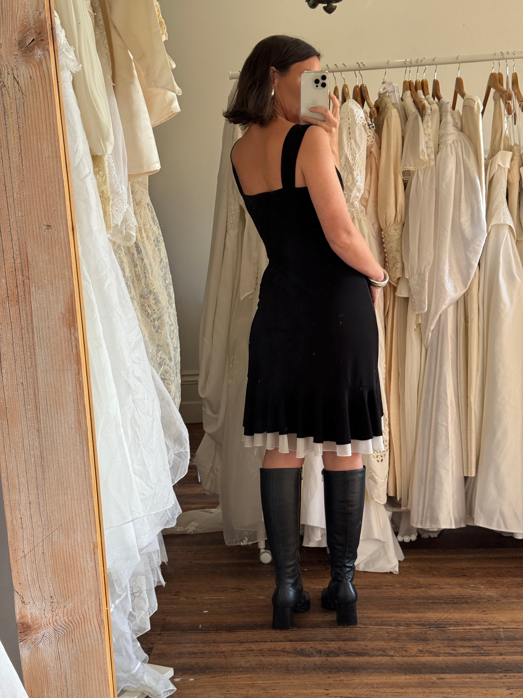 Vintage Y2K Jersey Black and White Party Dress
