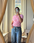 Vintages 90s Crinkle Stretch Top Candy Pink