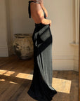 Vintage 90s Low Jersey Evening Dress Rhinestone Snake Noir