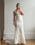 Vintage Y2K Italian Sheer Embroidered Naked Bustier Wedding Gown