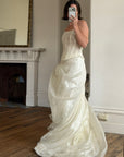 Vintage 90s Italian Sequin Bustier and Ruffle Skirt Bridal Set