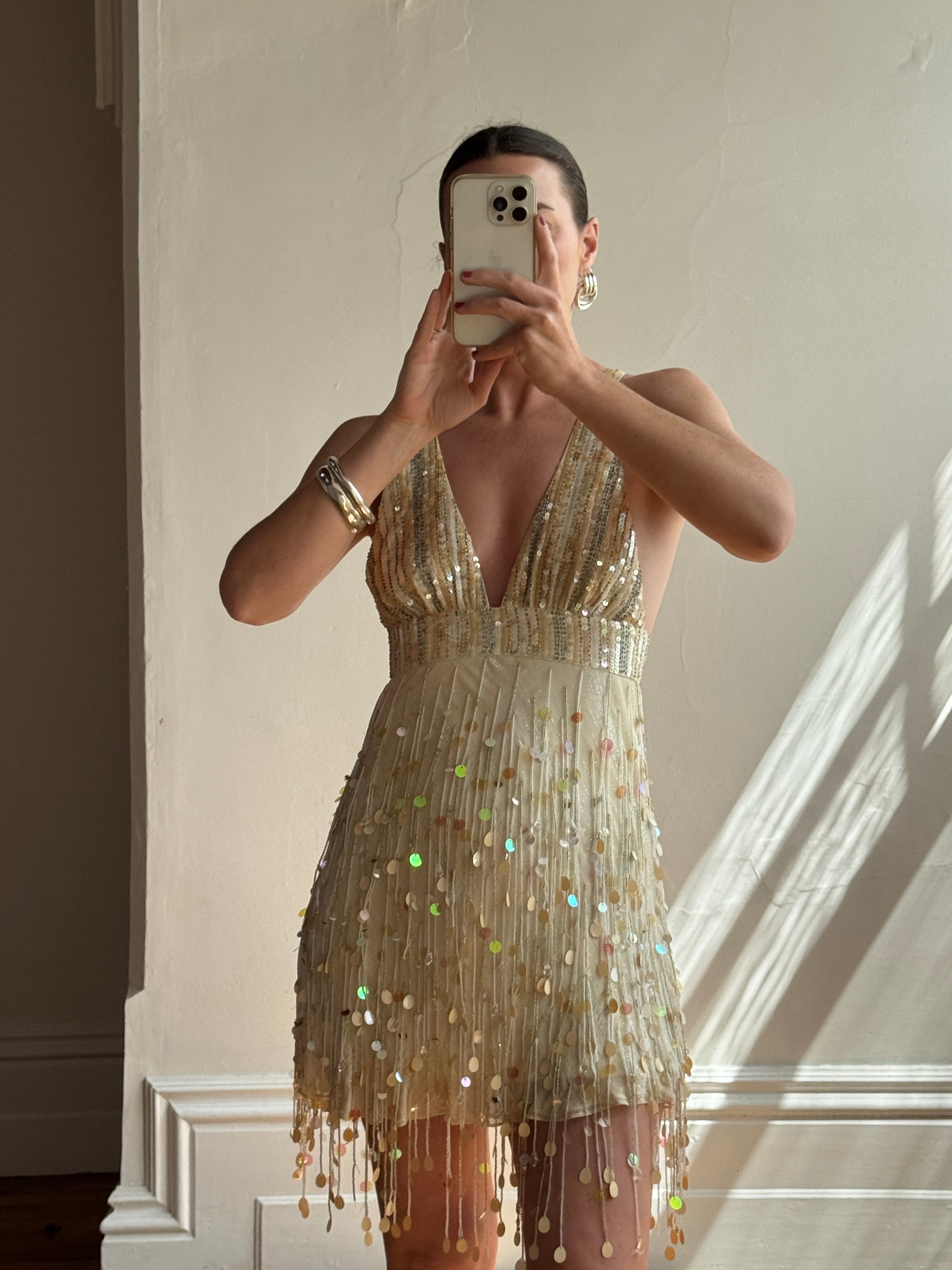 Vintage Y2K Pure Silk Sequin Tassel Disco Dress Call Me The Breeze Vintage Y2K Pure Silk Sequin Tassel Disco Dress Call Me The Breeze