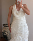 Vintage 90s Italian Plus Size Halter Ruffle Wedding Gown