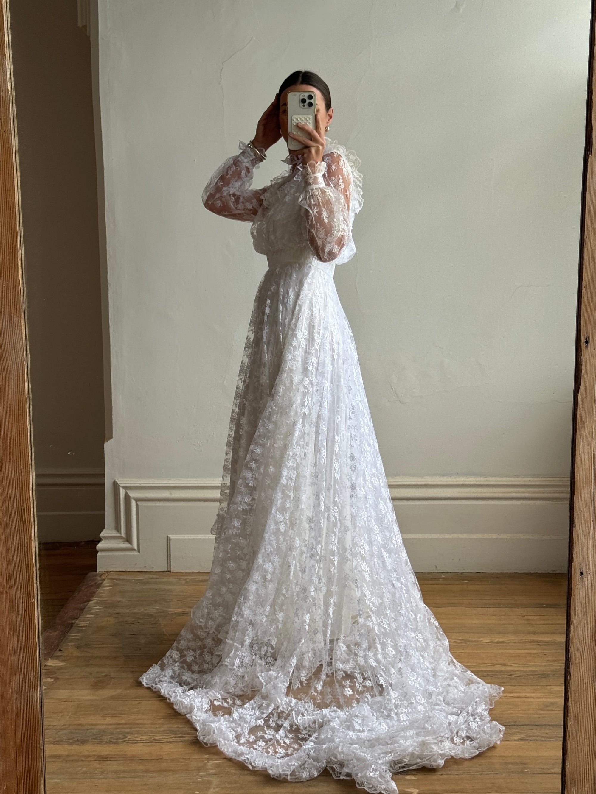 Vintage 70s Lace Prairie Wedding Gown White Call Me The Breeze Vintage 70s Lace Prairie Wedding Gown White Call Me The Breeze