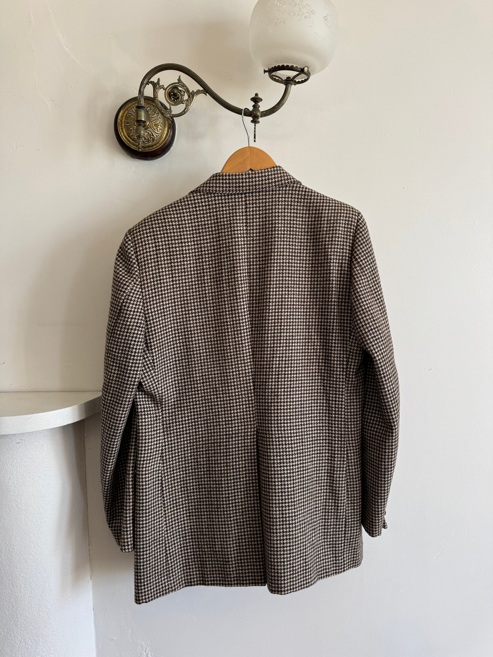Vintage 60s Wool Blend Brown Herringbone Blazer