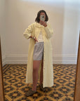 Vintage Lemon Quilted Coat with Oversized Collar