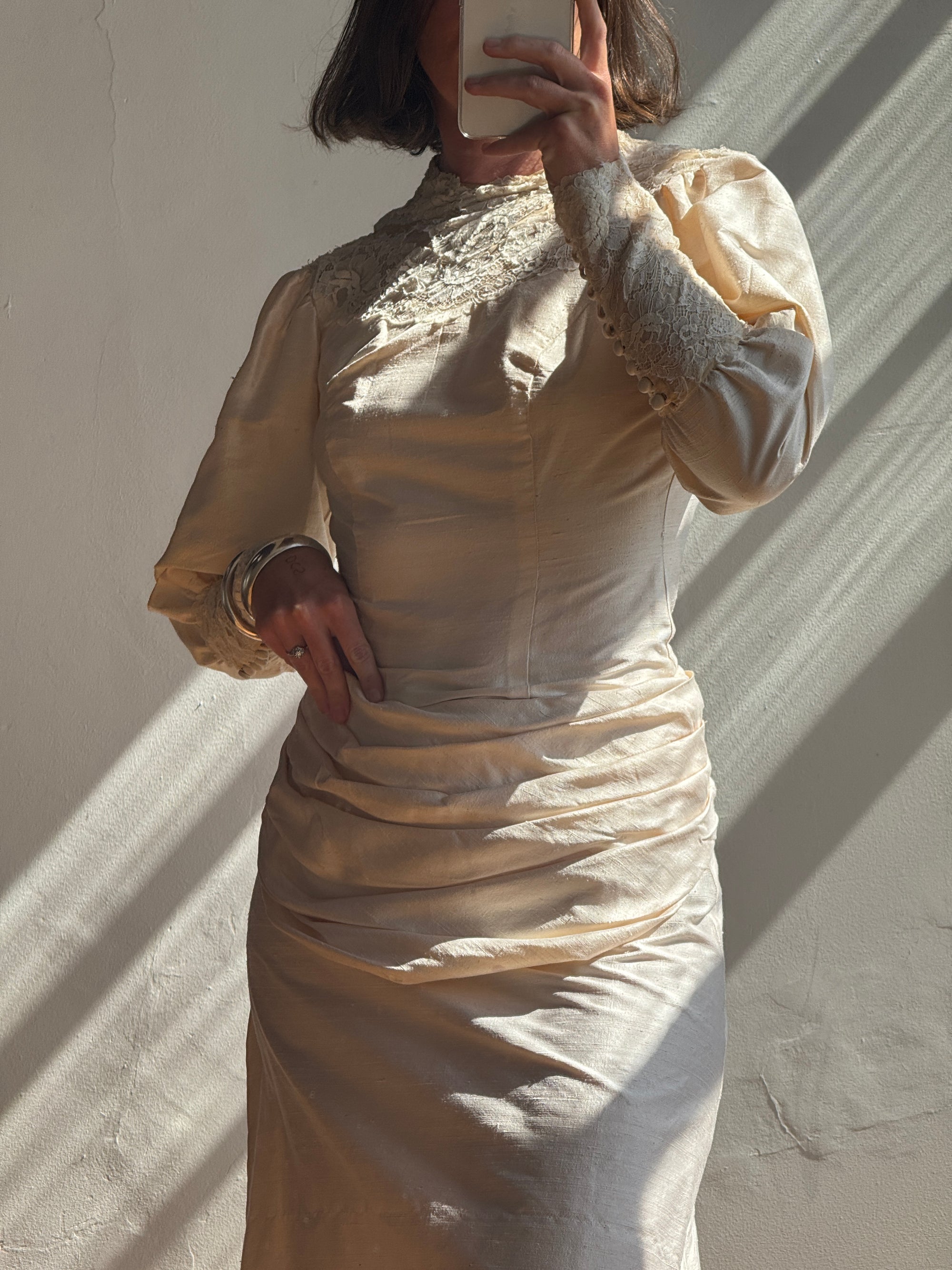 Vintage 60s Pure Silk Poet Wedding Dress