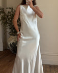 Vintage 90s Satin High Front Slip Wedding Gown