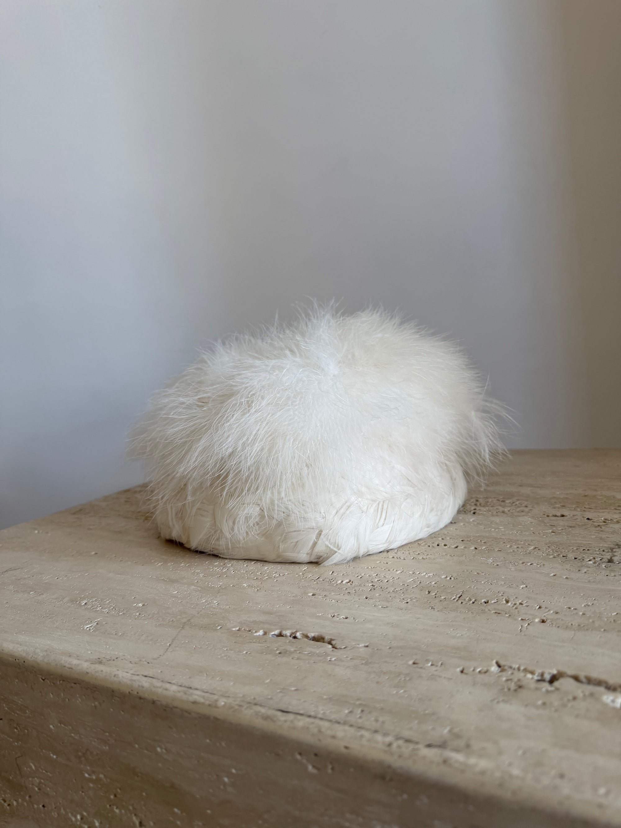 Vintage 1960s Ostrich feather Pillbox Bridal Hat