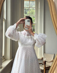 Vintage 70s Swiss Dot Prairie Wedding Dress