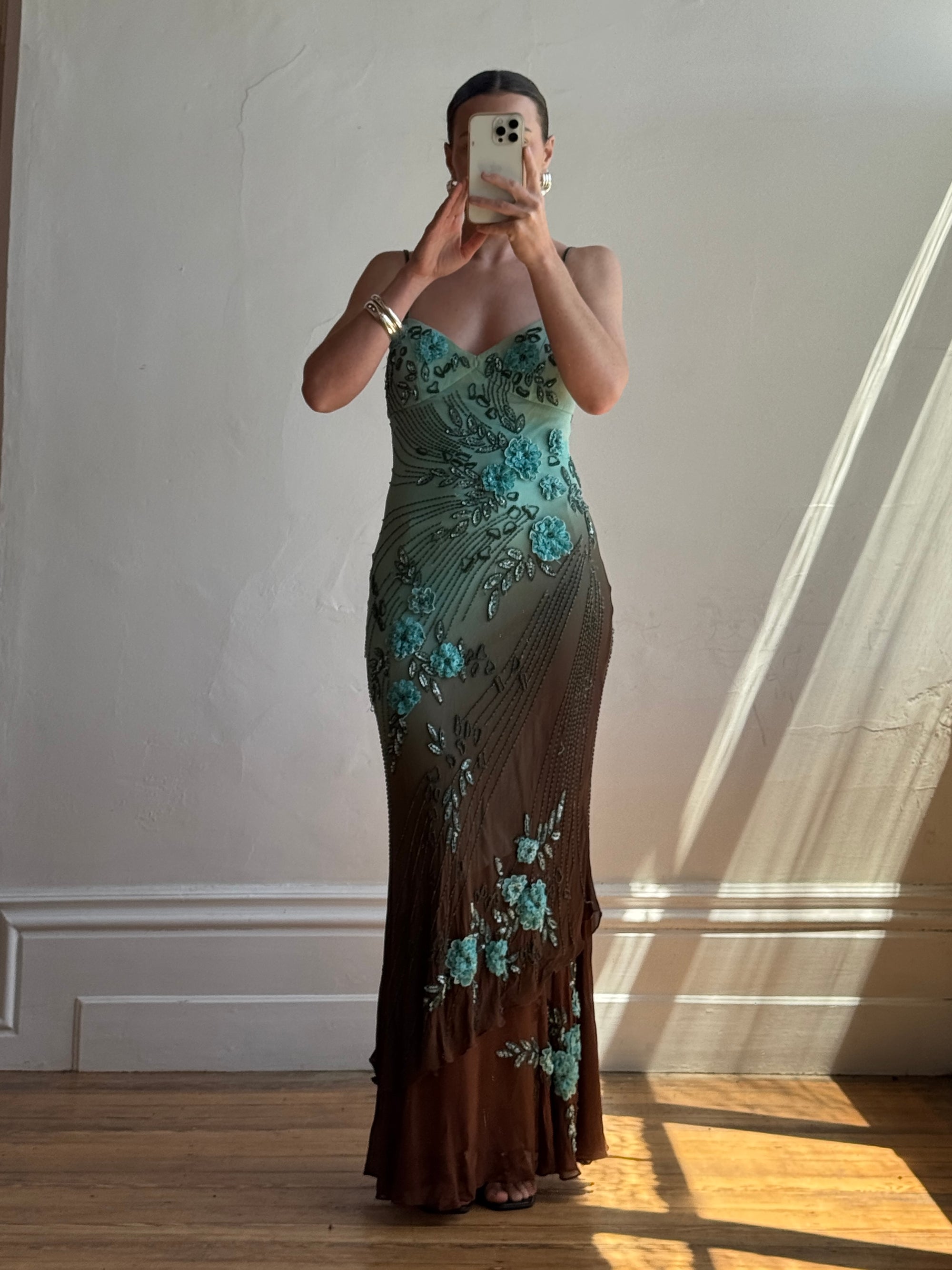 Vintage 90s Rare Ombre Embellished Mermaid Dress