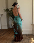 Vintage 90s Rare Ombre Embellished Mermaid Dress