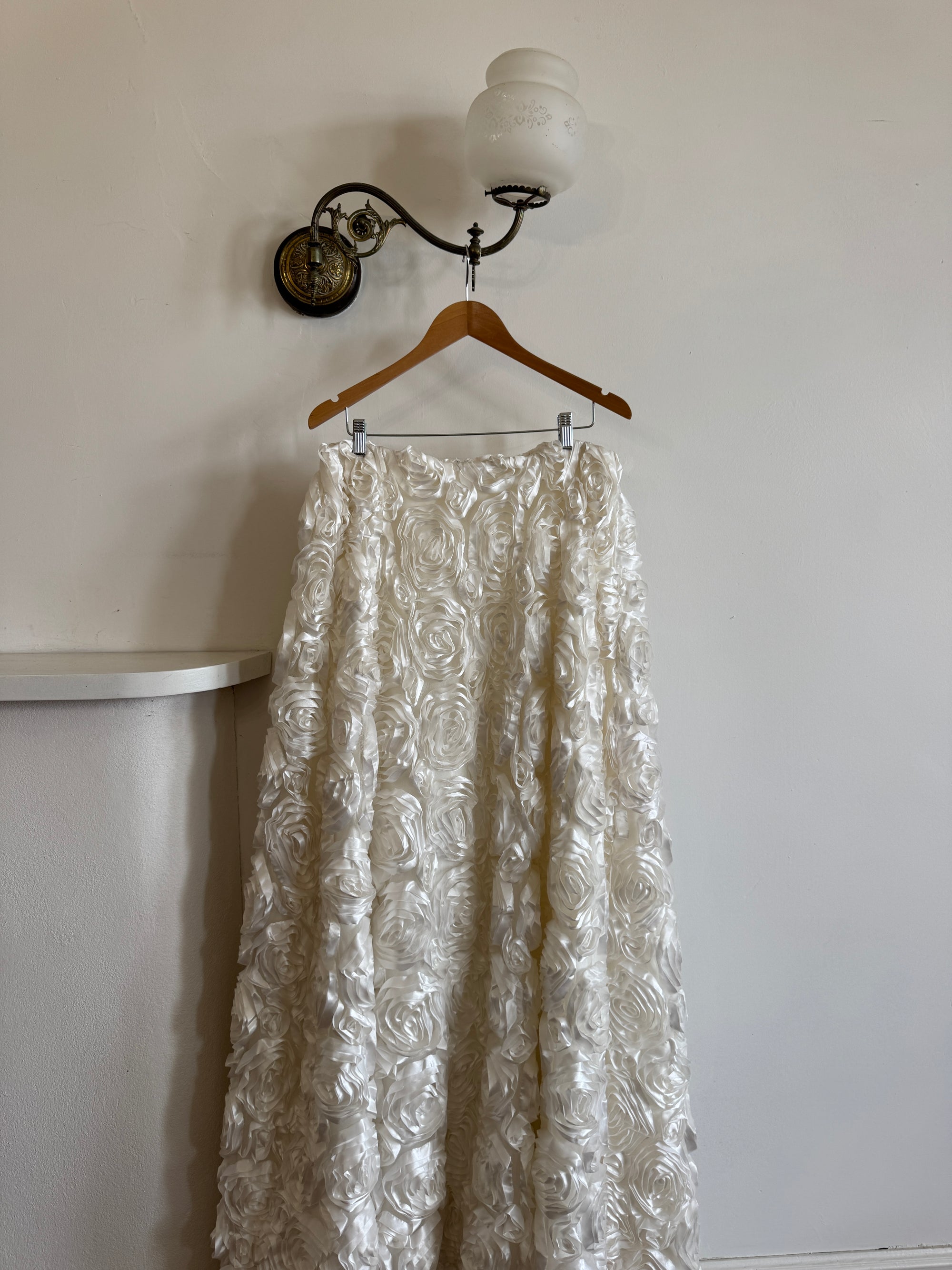Vintage Y2K Rosette Bridal Skirt with Train
