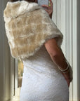 Vintage 50s Creme Latte Faux Fur Stole