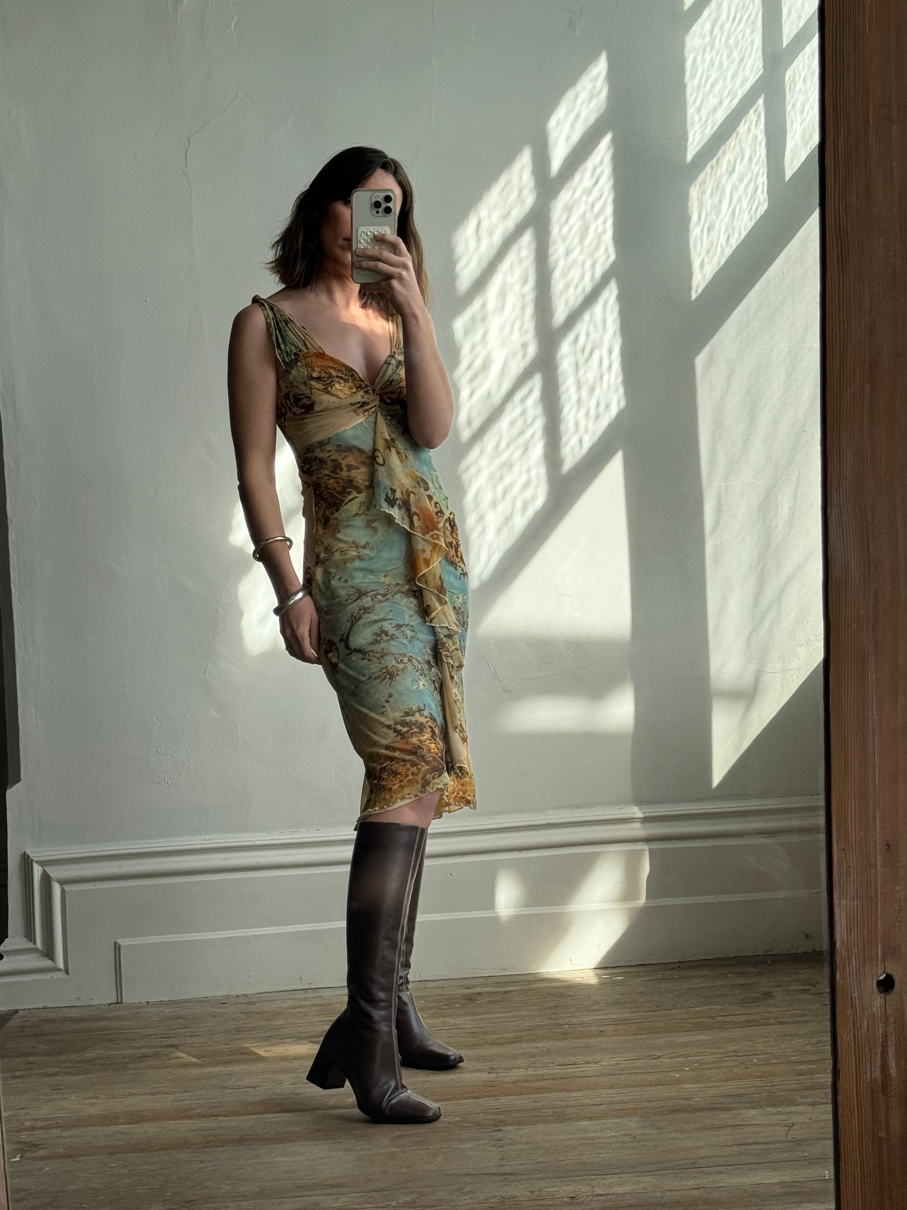 Vintage Y2K Golden Bodycon Dress