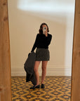 Vintage 90s Wool Grey Herringbone Micro Mini Skirt