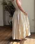 Vintage 90s Pure Silk Pleated Waist Wedding Dress