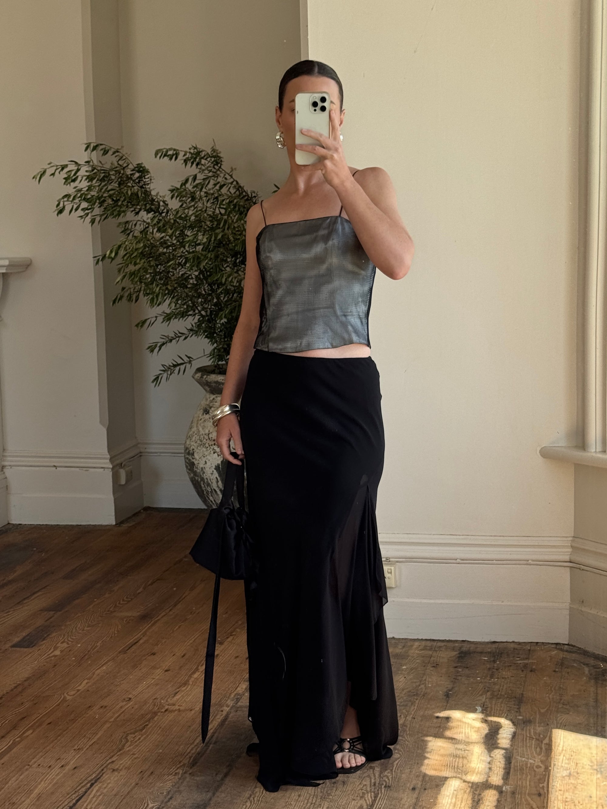 Vintage 90s Mesh Crop and Fairy Skirt Set Noir