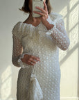 Vintage 90s Italian Crochet Column Frill Dress with Matching Bag