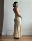 Vintage 90s Butter Yellow Organza Bias Slip Dress