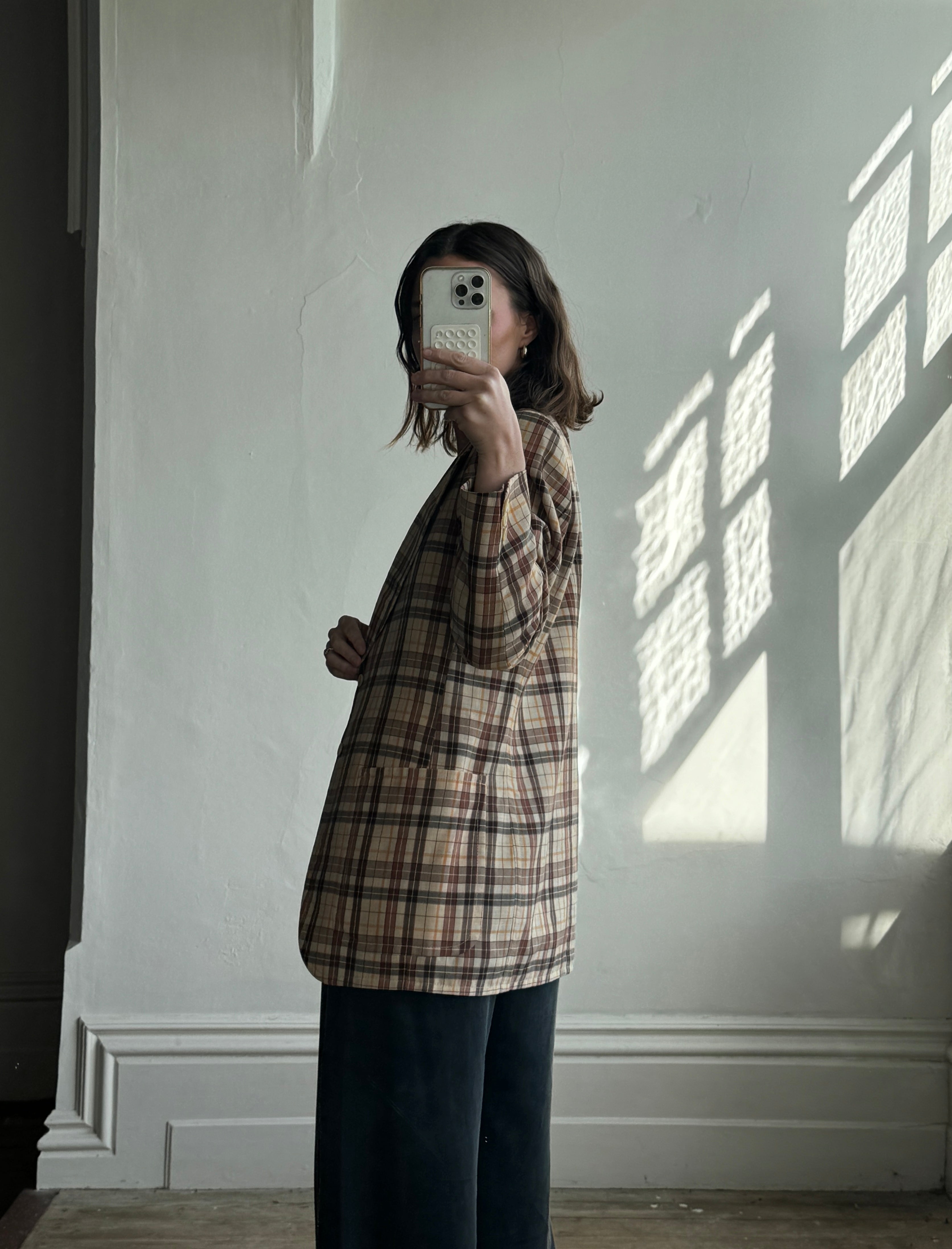 Vintage Boss Caramel Plaid Tailored Blazer