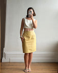 Vintage 90s Escada Butter Ostrich Leather Pencil Skirt
