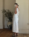 Vintage 60s Embroidered Floral Bridal Midi