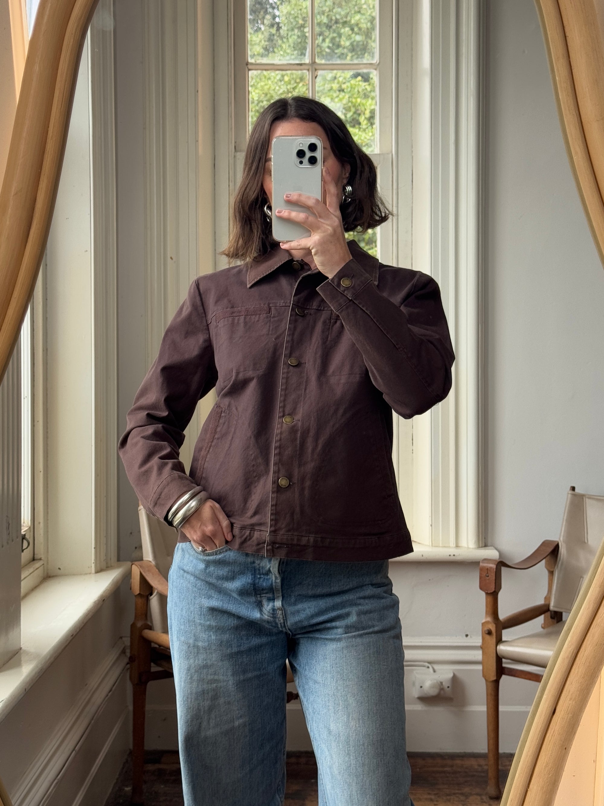 Vintage 90s Cotton Utility Shirt Chocolate