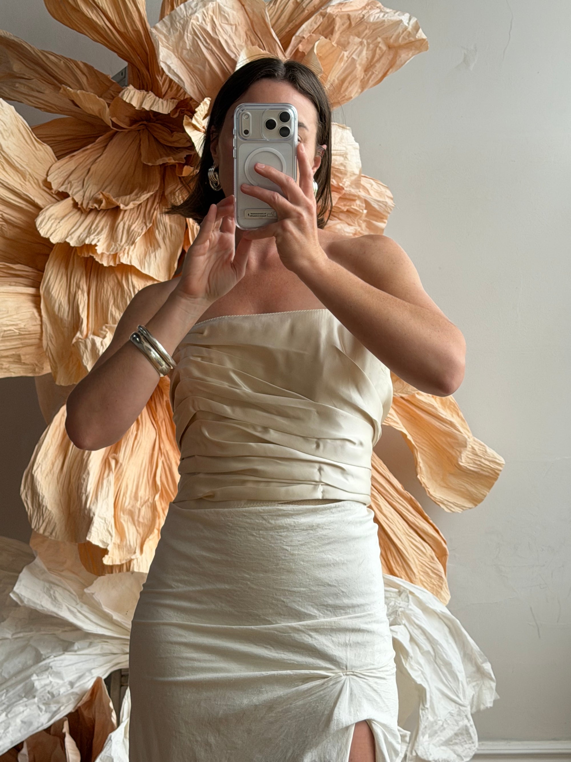 Vintage 90s Satin Bustier and Pure Silk Bridal Skirt Meringue