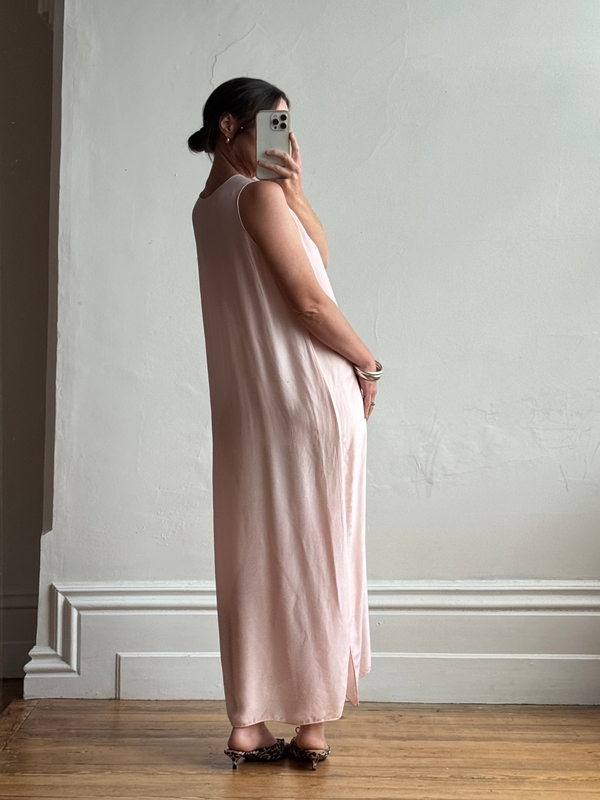 Antique 20s Valentines Slip with Heart Pocket Pink