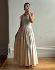 Vintage 90s Pure Silk Pleated Waist Wedding Dress