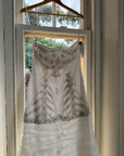 Vintage 90s Strapless Embellished Ruffled Wedding Gown