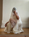 CMTB x Luce Di Luna Repurposed Antique Tambour Lace Double Layer Mantilla Veil