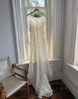 Vintage 90s Italian Beaded Lace and Satin Wedding Gown