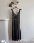 Vintage 60s Noir and Nude Chiffon V Slip Dress