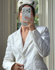 Vintage 90s Low Waist Trouser and Blazer Suit Set Ivory