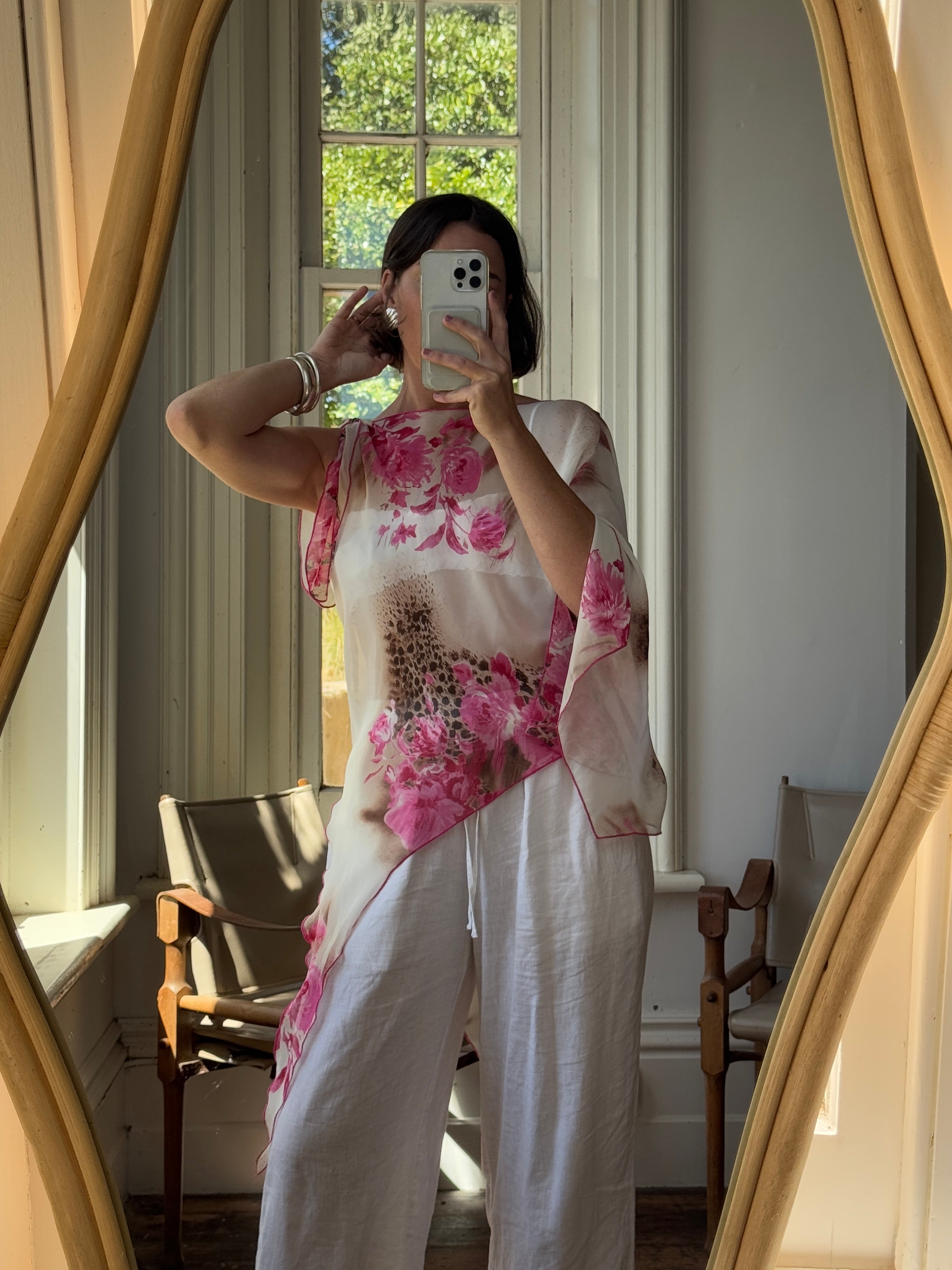 Vintage Y2K Leopard Floral Sheer Fairy Top